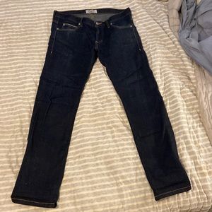 Naked & Famous Skinny Guy Jeans. Size 34. Deep Indigo Stretch Selvedge Denim.